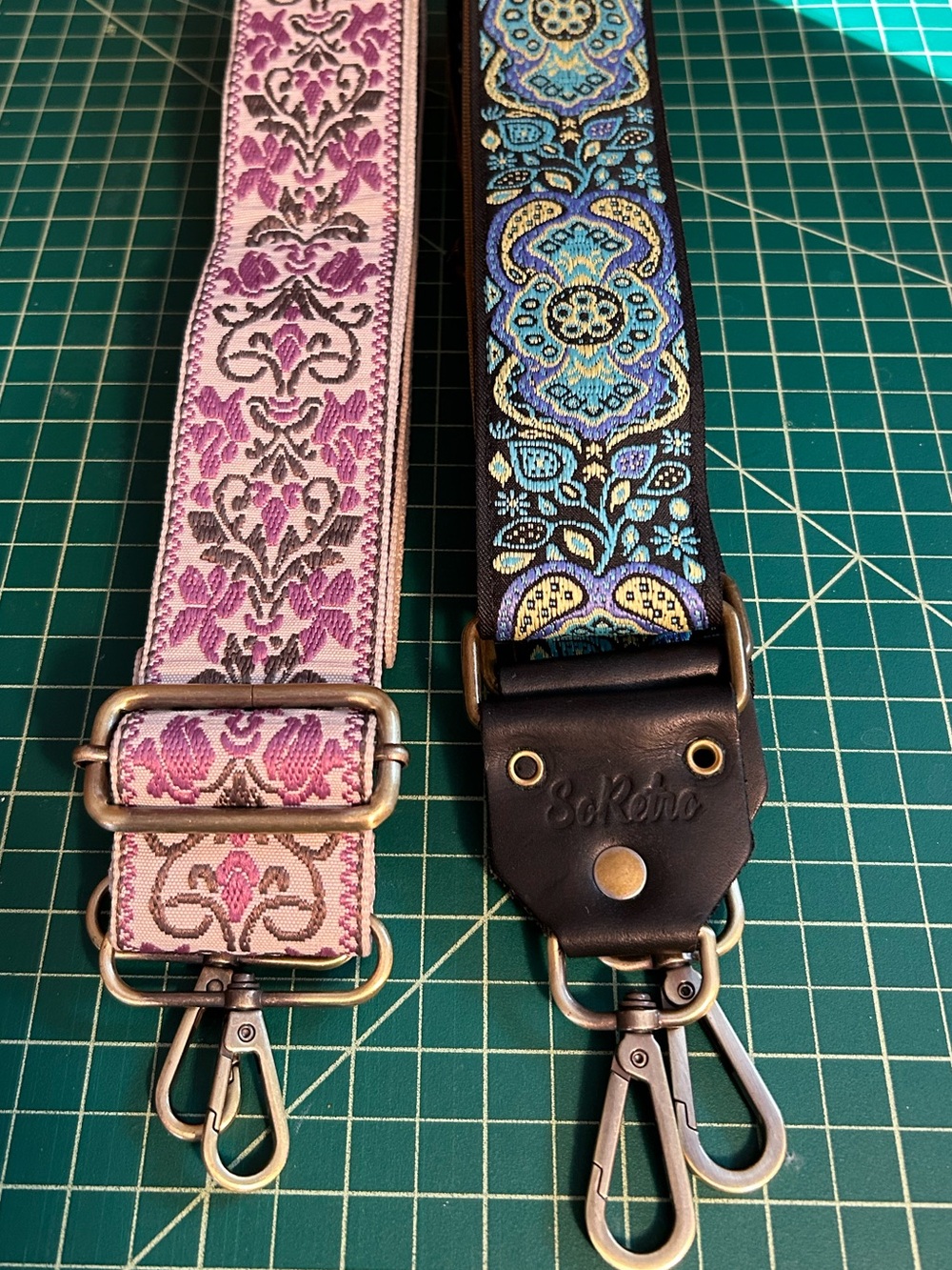 Set of Two Guitar Handbag Straps, 1 SoRetro, 1 Joy